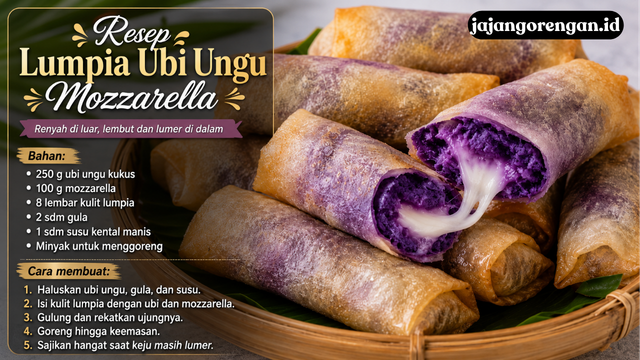 lumpia ubi ungu mozzarella